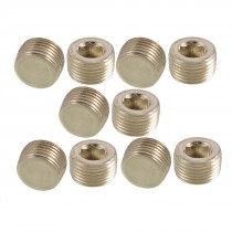 10 Pcs 3/8" PT Thread Metal Internal Hex Head Socket Pipe Plugs