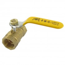 Female to Female 1/2" PT Threaded Yellow Lever Handle Brass Ball Valve