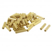 50 Pcs Female Threaded Pillars Brass Standoff Spacer Gold Tone M2x14mm