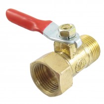 Male to Female 3/8"PT Threaded Red Lever Handle Brass Ball Valve