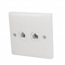 AC 250V 10A White Rectangle RJ11 Telephone RJ45 Computer Socket Wall Plate