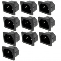 10 x Black 3 Pin IEC320 C14 Inlet Plug Power Socket AC 250V 10A