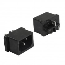 2 Pcs AC 250V 10A 3 Terminals C14 Male Plug Outlet Power Socket Adapter Black