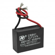 Metallized Polypropylene 2 Wired Motor Fan Capacitor 450VAC 2uF CBB61