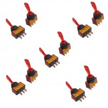 10 Pcs 12VDC 20A ON/OFF Red Lamp 12mm Mounting Thread Dia. Toggle Switch