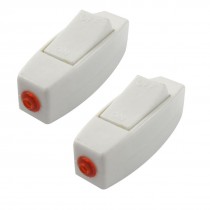 2 Pcs AC 250V 6A ON/OFF Button In Line Cord Switch White Red for Room