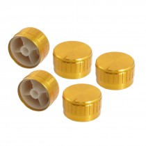5 Pcs Gold Tone 6mm Kunrled Shaft Insert Dia. Potentiometer Rotary Knobs