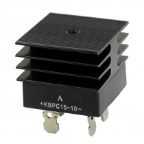 KBPC15-10 15A 1KV Single Phase Bridge Rectifier Half-Wave Black w Heatsink