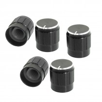 5 Pcs Black Metal 6mm Knurled Shaft Insert Dia. Potentiometer Control Knobs