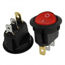 5pcs Red Light 3 Pin ON-OFF SPST Snap In Round Rocker Switch 6A/250V 10A/125V AC