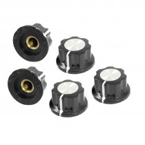 5 Pcs Black Silver Tone 19mm Top Rotary Knobs for 6mm Dia. Shaft Potentiometer