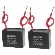 2 Pcs CBB61 3.5uF AC 500V Rectangle Non Polar Motor Run Capacitor