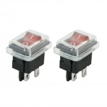 2 Pcs AC 250V 6A/125V 10A On-off DPST Boat Rocker Switch w Red Light