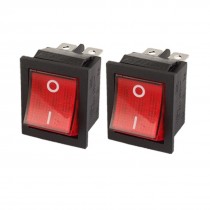 AC 250V 16A 125V 20A Red Light 6 Pin DPDT ON/ON Snap In Boat Rocker Switch 2 Pcs