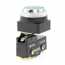 250VAC 15A SPDT 30mm Thread Momentary Green Flat Cap Button Micro Limit Switch