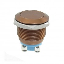 19mm Flush Mounted Momentary SPST Brown Stainless Steel Round Push Button Switch