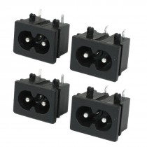 4 Pcs Black Male Plug IEC320 C8 AC Power Socket Connector 2.5A 250VAC