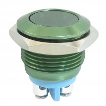 16mm Flush Mounted Momentary SPST Green Stainless Steel Round Push Button Switch