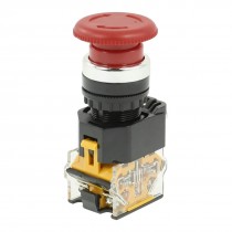 Red Mushroom Head Rotary Momentary DPST Button Switch 380VAC 10A