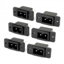 250V 2.5A 2 Pin Black IEC60320 C12 Male Plug Power Inlet Socket Adapter 6 Pcs