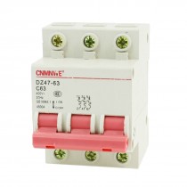 AC 400V 63A 3 Pole DIN Rail On/Off Switch Mini Circuit Breaker 4500A