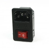 AC 250V 10A 4 Terminal Red Rocker Switch C14 Inlet Male Power Socket