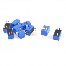 10 Pcs Blue Double Row 4 Pin 2 Positions 2.54mm Pitch DIP Switches