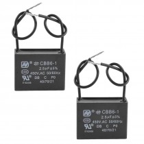 2 Pcs AC 450V 2.5uF CBB61 2-Wire Polypropylene Film Motor Run Capacitor Black