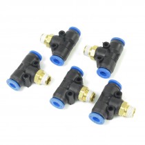 Pneumatic 6mm x 9mm T Joint One Touch Push in Connector Quick Fitting 5 Pcs