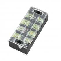 600V 45A Dual Row 4 Position Covered Screw Terminal Strip Barrier