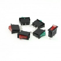 6 Pcs AC 15A 250V 125V 20A SPST On/Off Green Red Neon Light Rocker Switch