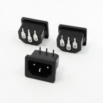 3 Pcs Black 3 Pin Male IEC320 C14 Inlet Plug Power Socket 10A 250VAC