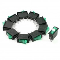 10 Pcs AC 15A 250V 125V 20A SPST On/Off Green Neon Light Rocker Switch