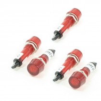 DC 24V Red Round Cap 2 Terminal Signal Lamps Indicator Lights 5 Pcs