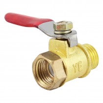 Red Lever Handle 13mm Male to 11mm Female Thread Brass Gas Ball Valve