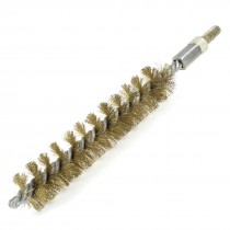 6mm Thread 16mm Diameter Metal Wire Tube Brush Cleaning Tool Gold Tone