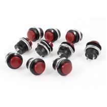 10 Pcs AC 250V/3A 125V/6A 2-Pin SPST Momentary Red Push Button Switch