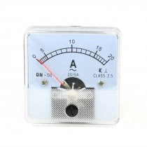AC 0-20A Zero Setting Square Dial Panel Analog Ampere Meter Amperemeter