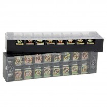 2 Pcs 8 Position Double Row Screw Terminal Covered Barrier Strip 600V 25A