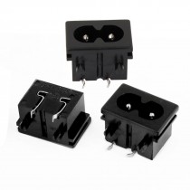 3 x AC 250V 2.5A Panel Mount IEC320 C8 Power Inlet Socket Soldering 2-Terminal