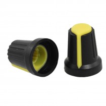10 Pcs 6mm Shaft Insert Dia Yellow Mark Black Potentiometer Knobs Caps Ziyed