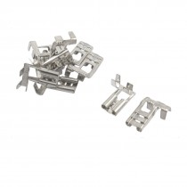 10 Pcs Silver Tone Tone Male Spade Crimp Terminals 6.3mm Wiring Connectors