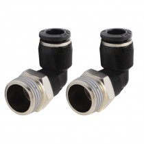 Right Angle 3/8" PT Male Thread to 8mm Hole Pneumatic Quick Fitting 2 Pcs