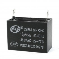 AC 450VAC 18uF 2 Pins Air Conditioner Motor Capacitor Black