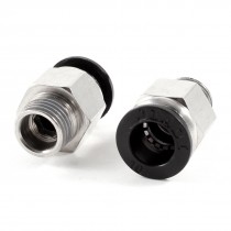 2 Pcs 1 4" PT OD Tubing 10mm Push in Joint Pneumatic Connector Quick Fitting