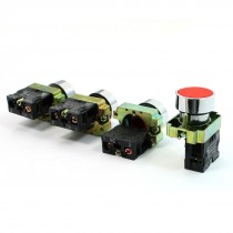 4 Pcs 2 Terminal NO. Red Flat Head Momentary SPST Button Switch 10A 600V