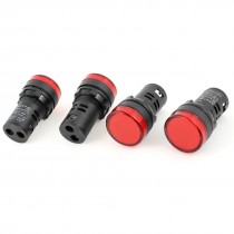 AC 380V 20mA 27mm Dia Red LED Signal Indicator Light Lamp AD16-22D/S32 4 pcs