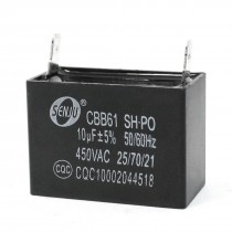 450VAC 10uF 50/60Hz Polypropylene Film Motor Runniing Capacitor