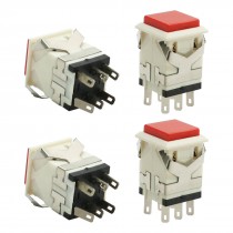 4 Pcs SPDT Red Square Momentary SPDT Pushbutton Switch 1NO 1NC