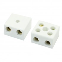2pcs Dual Way 5 Hole White High Frequency Porcelain Ceramic Terminal Block 30A